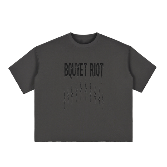 Boxy Half-Sleeve Raw-Edge T-Shirt