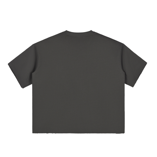 Boxy Half-Sleeve Raw-Edge T-Shirt